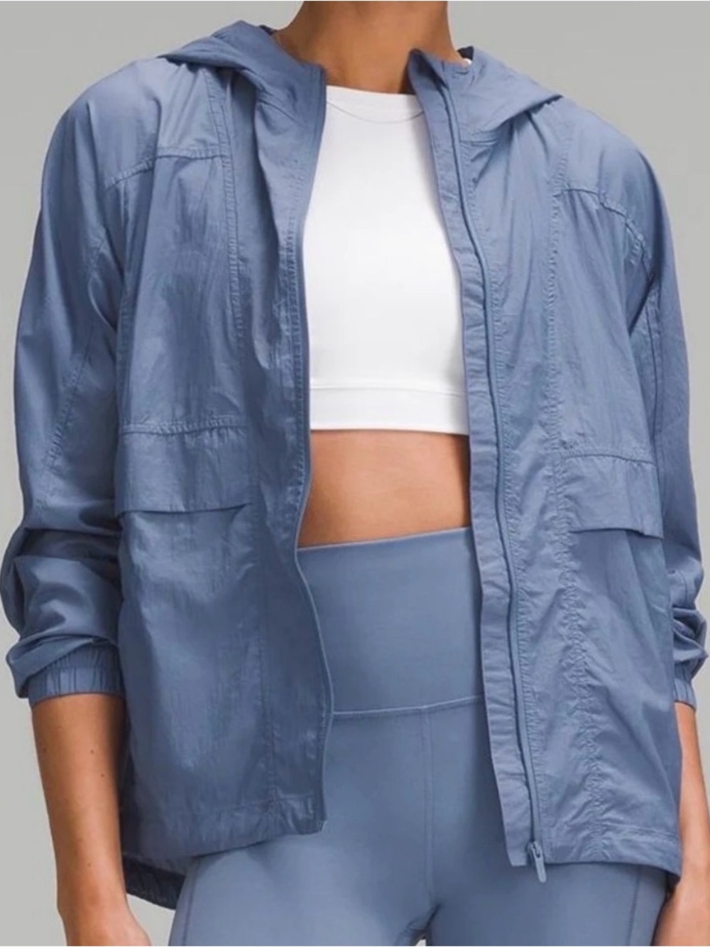 Lululemon Athletica Navy Blue Hooded Rain Jacket